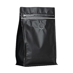 150 Pack High Barrier Stand-Up Coffee Bean Bags with Vented Valve, Matte Metallic Ziplock, Heat-Sealable and Resealable Solid Color Pouches for Food Storage (5.3 * 10.4 inch,1 lb,Black)