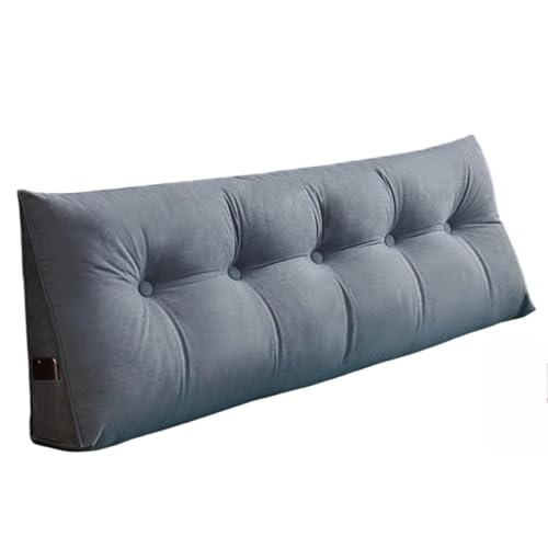 Hrzisda くさび形の紐付き枕飾りが付いたコットンとリネンの混紡ヘッドボード、標準サイズのヘッドボード サポート、電動ポジショニング、寮やリビングルーム用の多目的クッション、取り外して洗えるカバーが付いたデイベッド。 (長さ120cm×厚さ20cm×高