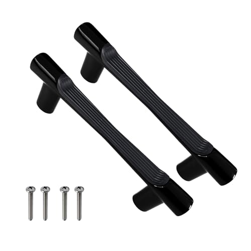Image of VOLO Wardrobe Cabinet Handle - Sleek Pull Handle for Drawers, Wardrobes, Sliding Doors, and Cabinets in Kitchen, Bedroom, and Office (R-241) (1, Black, 96MM (4 Inch))