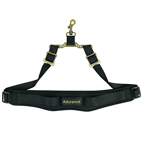 adorence saxophone neck strap with cushioned padding amp swivel metal hook - comfortable sax strap for tenor alto - black metal weight spreader