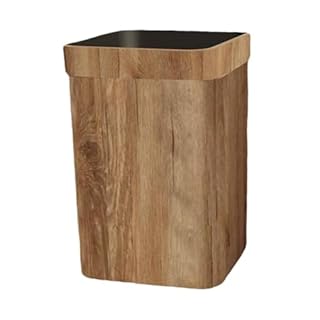 Baoblaze Trash Can Garbage Container Bin Decorative Wood Grain Paper Basket Wastebasket Waste Bin for Office Laundry Indoor Craft Room, 22.5x27.5cm