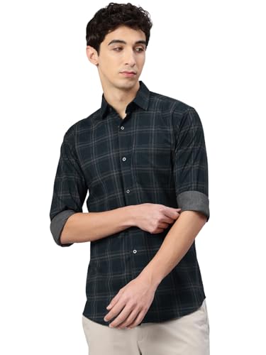 Image of Majestic Man Comfort Slim Fit Cotton Blend Checked Casual Shirt