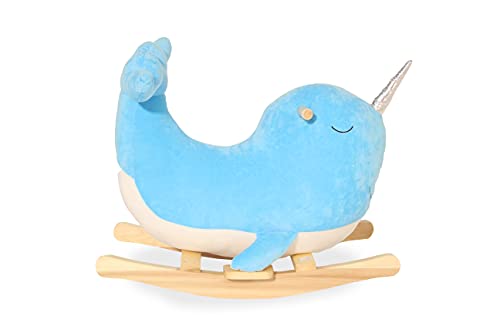 Aiman – Schaukeltier Delphin – Schaukelspielzeug aus Plüsch und Holz zum Aufsitzen, Geeignet für Kleinkinder… – Bild 8