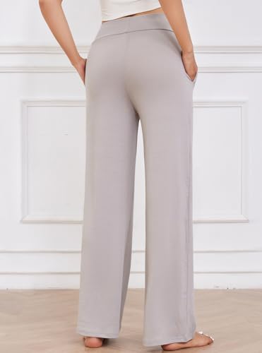 Image of LOCUBE Women's Pajama Pants, Soft Comfy High-Waist Wide-Leg Lounge Pants with Drawstring and Pockets