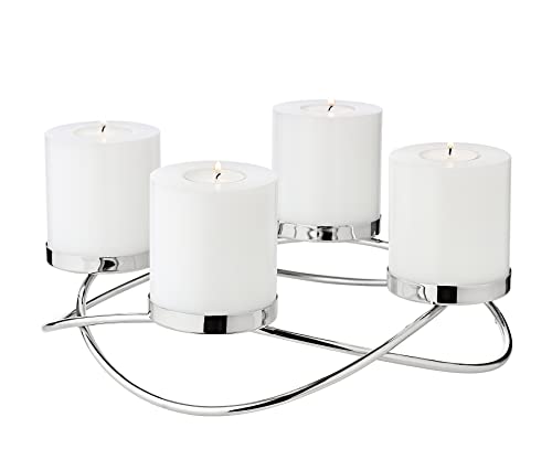 EDZARD Adventskranz Alva, Durchmesser 31 cm, Edelstahl, silberfarben, für...