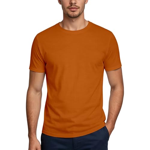 Image of Fashion Casual French Style Plain Short Sleeve T-Shirt, orange, XS