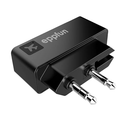 eppfun Professional Bluetooth 5.2 Transmitter for Airplane, Dual Connection Wireless Audio Adapter with aptX Low Latency/Aptx HD for Earbuds/Headphones