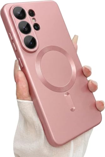 Image of MagPro Metallic Finish Case for Samsung Galaxy S26 Ultra | MagSafe Compatible Magnetic Cover, Matte Luxury Metallic, Shockproof TPU, Camera Lens Guard, Wireless Charging Compatible Rose Pink