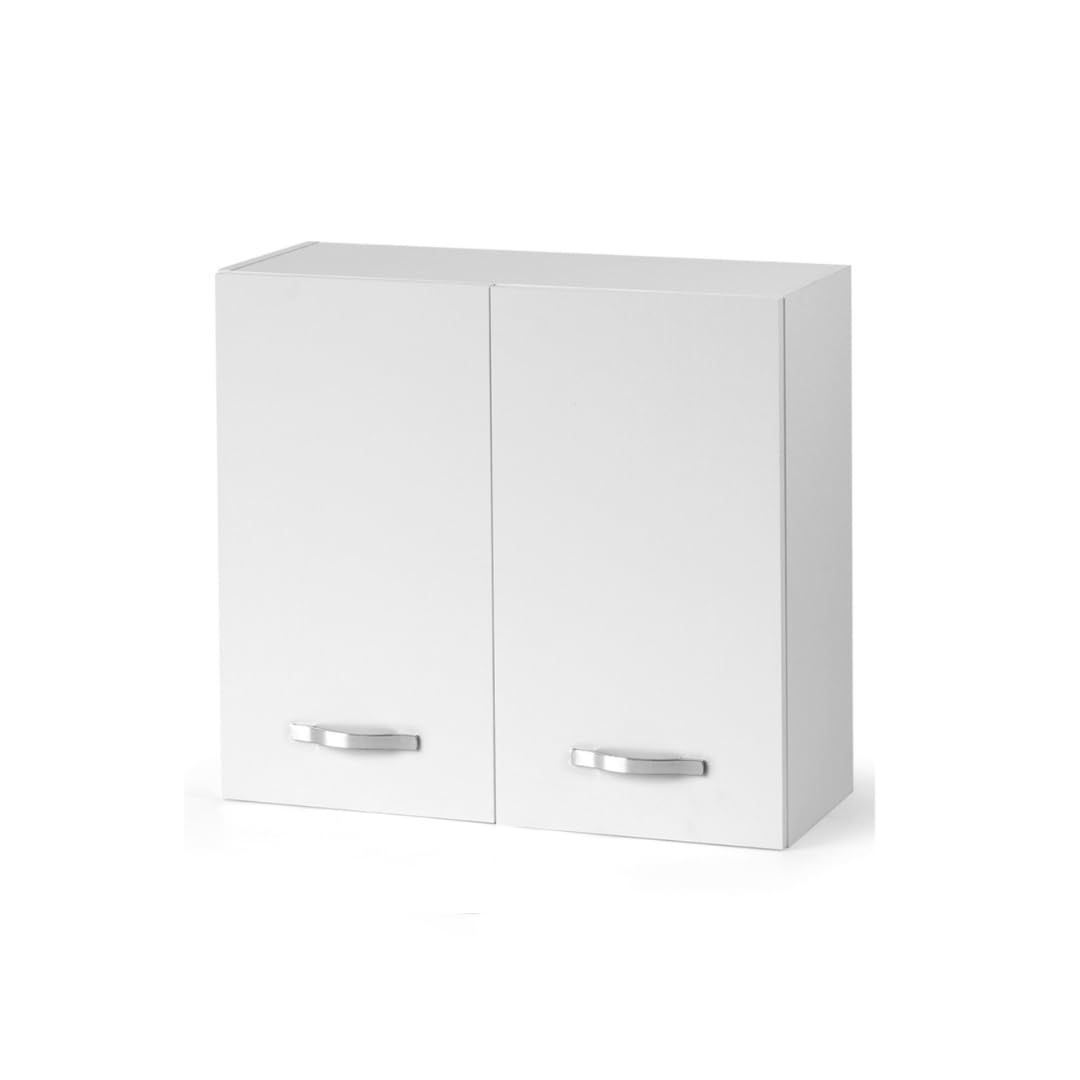 Linea Azzurra Scolapiatti Pensile Cucina Sospeso con 2 Ante e 2 Ripiani Mobile in Legno Made in Italy H72xL80xP32 cm Facile da Montare (Bianco Frassinato)