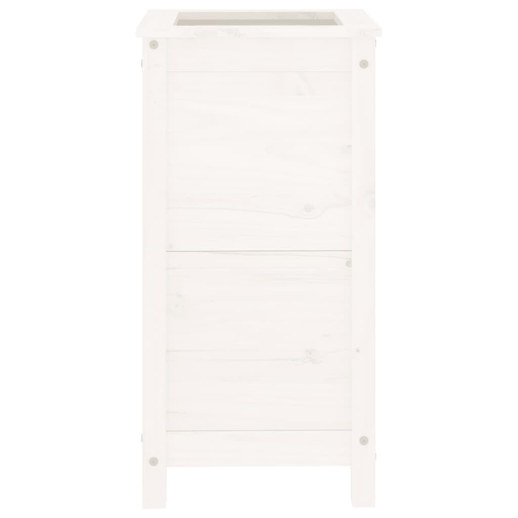 Fioriera bianca, 40 x 40 x 78 cm, in legno massiccio di pino, alta per balcone, terrazza, giardino, vaso decorativo per piante, erbe e verdure