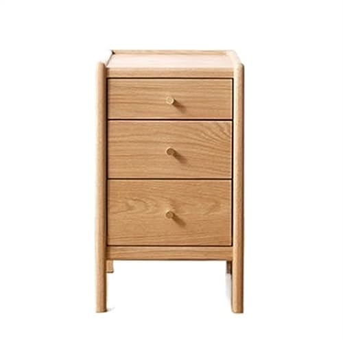 Mesita de noche de madera con 3 cajones, color madera original, mesita de noche estrecha, mueble de noche para espacio pequeño, mesita de noche, cajón, mesita de noche (color: latón) (latón) (latón)