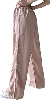Shebote Womens Parachute Pants Wide Leg Baggy Pants Y2K Elastic Waist Jogger Sweatpants Track Pants Streetwear