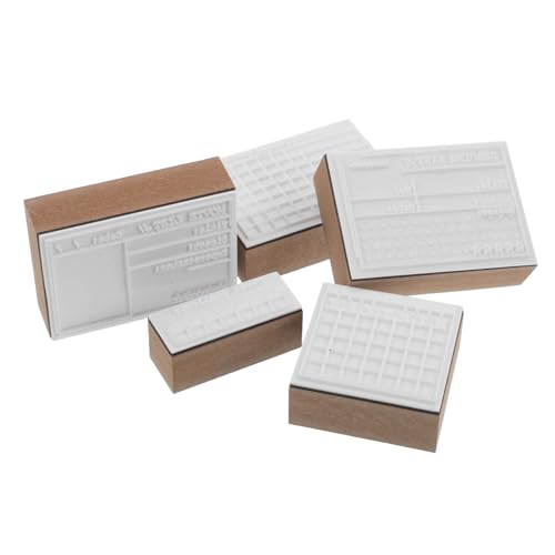 Cabilock Juego de Sellos de Madera Vintage para Diario, Kit de Manualidades Scrapbooking Plantillas de Planificador, Sellos de Seguimiento de Gastos y Control de Comidas para Uso