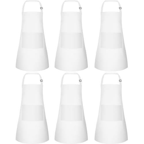 BOUBONI Lot de 12 tabliers réglables pour enfants avec 2 poches - Tablier de chef artistique pour la cuisine, la pâtisserie, la peinture, les travaux...