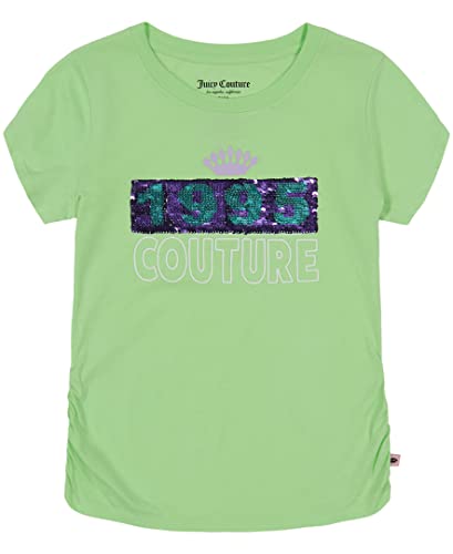 Juicy Couture Girls' Short Sleeve Cotton Graphic T-Shirt with Sequin and Metallic Sparkle Designs3