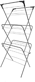 Straame 3 Tier Clothes Airer, Clothes Rack Drying Indoor and Outdoor Laundry Rack with Non-Slip Feet and Corner Spaces for Hangers, Flat Foldable for Space Saving, 63 x 46 x 138 (Grey)