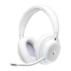 Logitech G735 Wireless Gaming Headset, Customizable LIGHTSYNC RGB Lighting, Bluetooth, 3.5 MM Aux Compatible with PC, Mobile Devices, Detachable Mic – White Mist