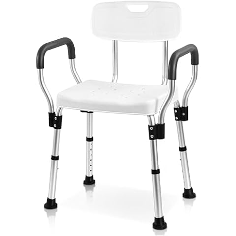 Sangohe Shower Chair for Inside Shower - Heavy Duty Shower Seat with Back - Shower Chair for Bathtub with Arms for Handicap - Shower Seats for Elderly - Shower Chair for Bathtub, 796C Cover