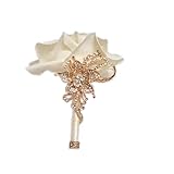 YIFUwedding Bridal Water Drop Jewelry Bouquet Wedding Bouquet Luxury Jewelry Proposal Bridesmaid Bouquet Groom Corsage Bride Wrist Flower Wedding Ornament Ivory White (Corsage Flower)