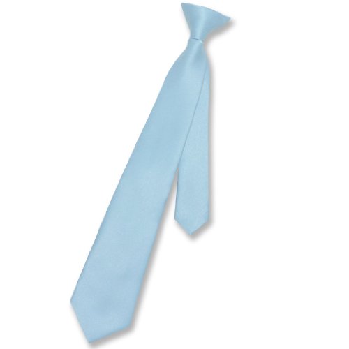 Vesuvio Napoli Boy's CLIP-ON NeckTie Solid BABY BLUE Color Youth Neck Tie