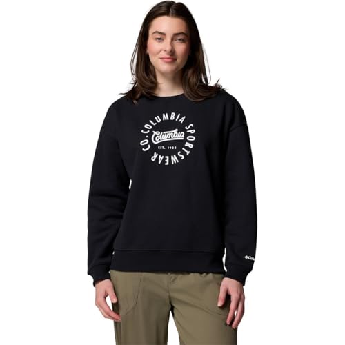 Columbia, Meridian Creek Crew Sweatshirt - Women's, Black/Columbia All Around, XL