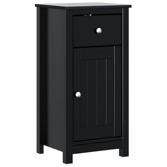 CHARMMA Bathroom Cabinet Black Solid Pine Wood Medium Bathroom Cabinet,Bathroom Furniture Sets-358541