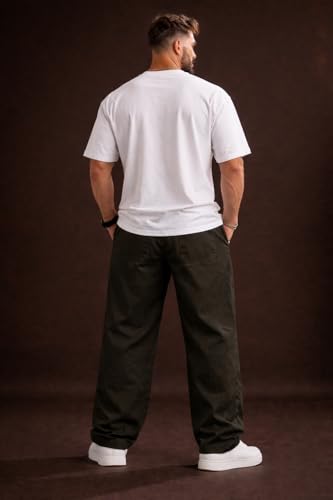 Image of Wear lusso 10 Pocket Cargo Pants for Men | Cotton Twill Fabric | Regular Fit Utility Cargo Trousers | Casual Streetwear Bottomwear