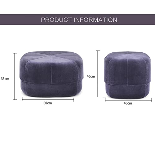 Pouf rond en velours gris 40x40cm pour salon - 4