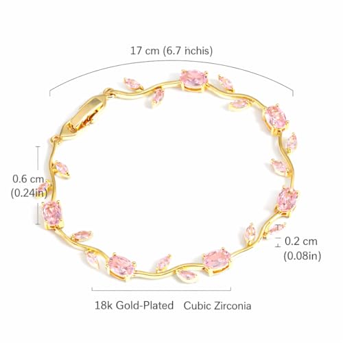 Image of Trendy Tulip Bracelet for Women | Gold Plated Pink Crystal Floral Bracelet | Elegant Minimalist Jewelry | Adjustable Chain Bracelet Gift for Girls Women | Stylish Party Daily Wear Accessory