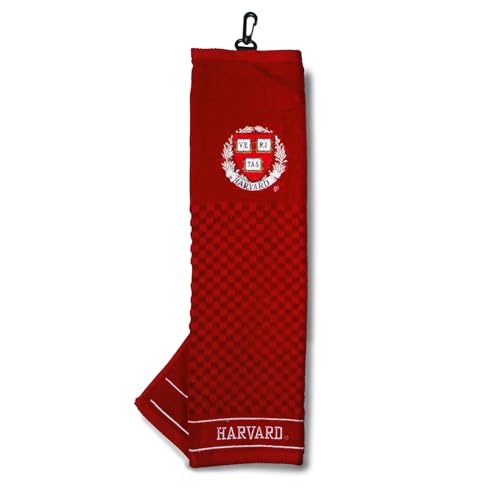 Image of Team Golf NCAA Harvard Crimson Embroidered Golf Towel Embroidered Golf Towel, Checkered Scrubber Design, Embroidered Logo