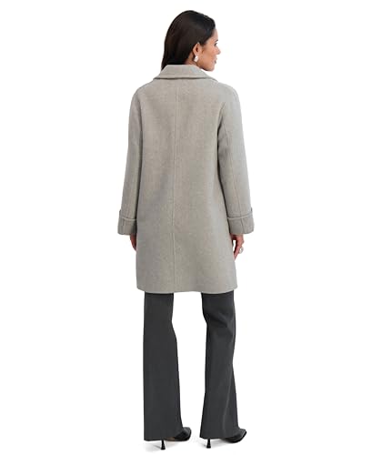Image of TAHARI Womens Relaxed Double-faced Soft Wool Topper Coat With Front Buttons, Roll Cuffs & Pick Stitch Detail