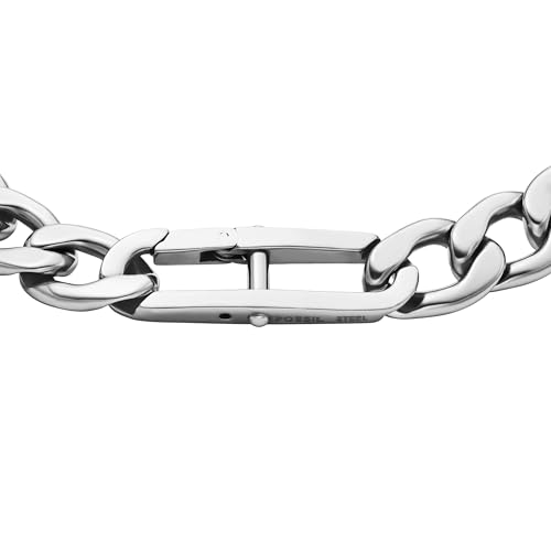 Image of Fossil Men's Plated Stainless Steel Engravable Personalized Gift ID, Chain or Cuff Bracelet for Men