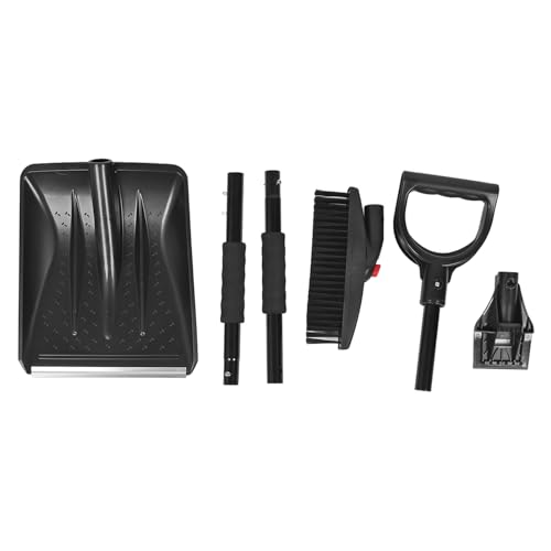 Car Snow Shovel Extendable Detachable Rotatable 3 in 1 Stainless Steel Car Snow Removal Shovel for Outdoor Emergency Winter Travel Vehicle Snow Cleaner Durable ABS Metal Tool (Black)