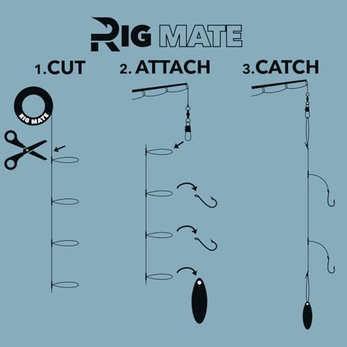 Image of 30 lb Pre-Tied Dropper Loop Rigs. Fishing Line Spool. Loops 18 Inches Apart with 5.5 Inch Loop Size. Perfect for Saltwater & Freshwater Fishing. Perfect for Snapper & Other Bottom Feeding Fish.