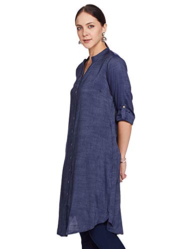 Image of Indya Women's Green Kurta Viscose Solid Shirt