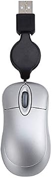 Mini USB Wired Mouse Retractable Cable Tiny Small Mouse 1600 DPI Optical Compact Travel Mice for Windows 98 2000 XP Vista Ve (Silver), 285982A1