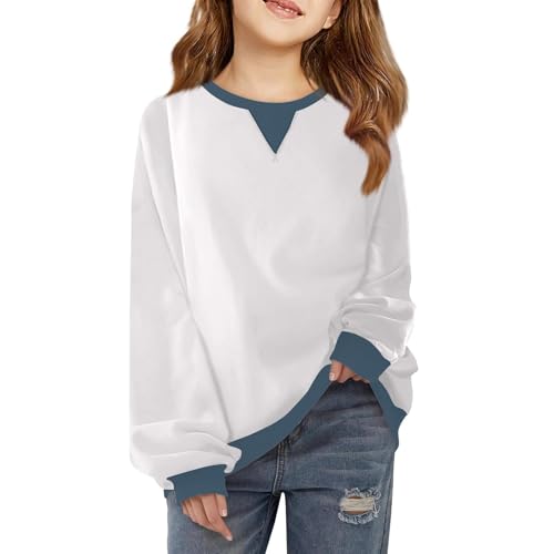 Teen Girls Casual Crewneck Sweatshirts Long Sleeve Color Block Loose Fit Pullover Kids Comfy Soft Fall Trendy Blouse Tops2