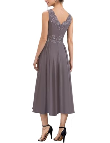 2 Piece Mother of The Bride Dresses with Jacket Tea Length Grandmother Formal Dresses for Wedding Guest3