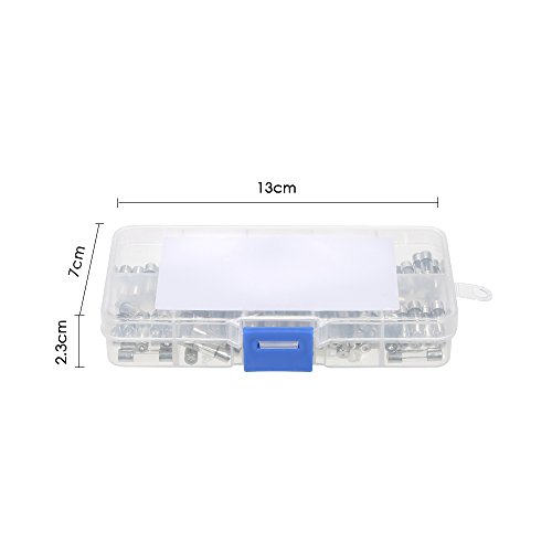 Fanryy Fast-blow Glass Tube Fuses (100 Pieces, 5 x 20mm, Amp 0.2A/ 0.5A/ 1A/ 3A/ 8A/ 10A/ 15A/ 20A)