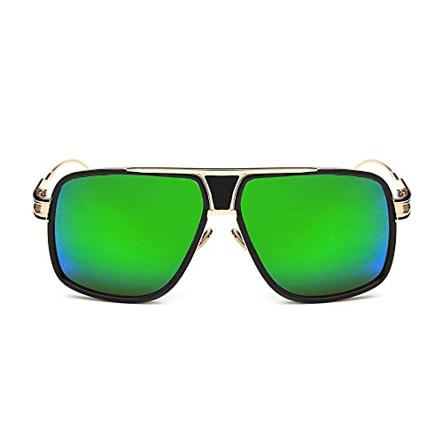 Image of Aviator Sunglasses for Men Retro Fashion Gold Oversized 70s shades