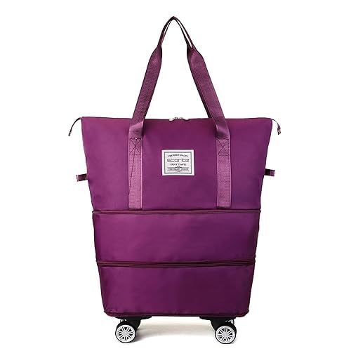 Image of Yatee Foldable Trolley Travel Bag with Wheels for Women & Men, Expandable Rolling Duffel Bag, Large Capacity Lightweight Luggage, Waterproof Carry Tote with Detachable Wheels for Travel