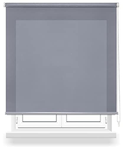 DALINA Textil - Estor Enrollabre Translúcido 105x180cm (Ancho x Largo), Pesiana Enrollable Liso Pasa la Luz 40%, Medida de la Tela 102x175cm (Gris)