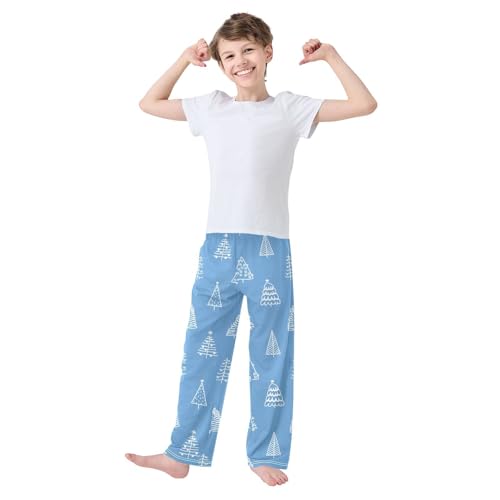Boys' Pants Christmas Trees Blue Long Bottoms Jogger Pants Elastic Waist Trousers with Pockets S-XL2