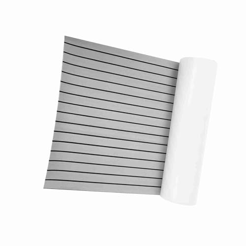 Cocoarm Eva Teak Bodenbelag, Bootsbodenmatte, Eva Fußboden Selbstklebend Platte, Eva Teak Selbstklebend Belag, Bodenbelag Selbstklebend,Decksbelag Für Boot Yacht Flooring Selbstklebender(Hellgrau)