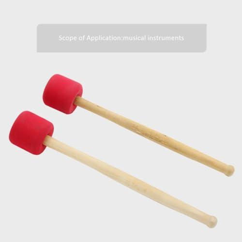 Maza grande para bombo con mango de madera y espuma roja miniatura 4