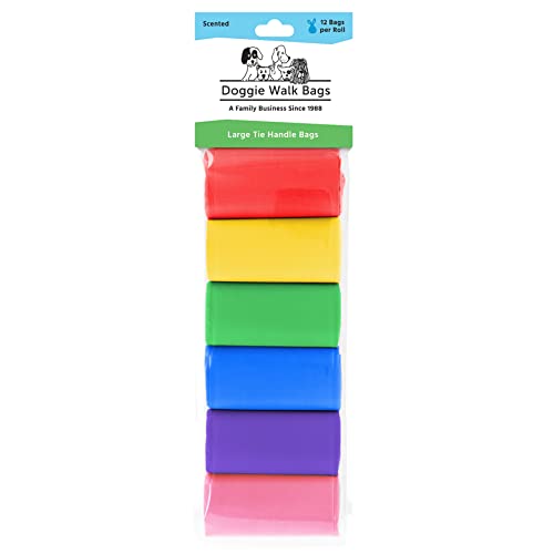 Image of Large Dog Waste Bags on a Roll with Easy Tie Handles, Extra Thick and Strong Poop Bags, 5.5 x 5.5 x 17 Inches