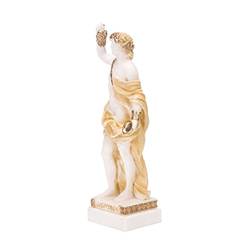 Dionysus Statue Bacchus Greek God Of Wine Grape-Harvest Alabaster Sculpture Gold 6.2 Inches #TOP7