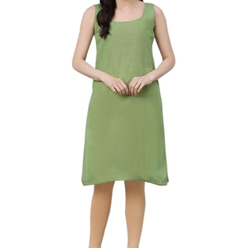 Image of Women's Sleeveless Cotton Inner Slip Dress Round Neck Soft Comfortable Fit Full Length Camisole Innerwear Summer top Undergarment for Girls