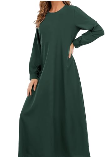 WSPLYSPJY Solid Color Zipper Abaya Muslim Dresses for Women Girls Pockets Islamic Prayer Clothes