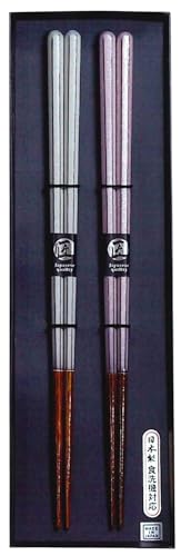 田中箸店 箸ギフトセット 黒貼箱2膳 八角しのぎ シルバー/ピンク 23cm No.402567